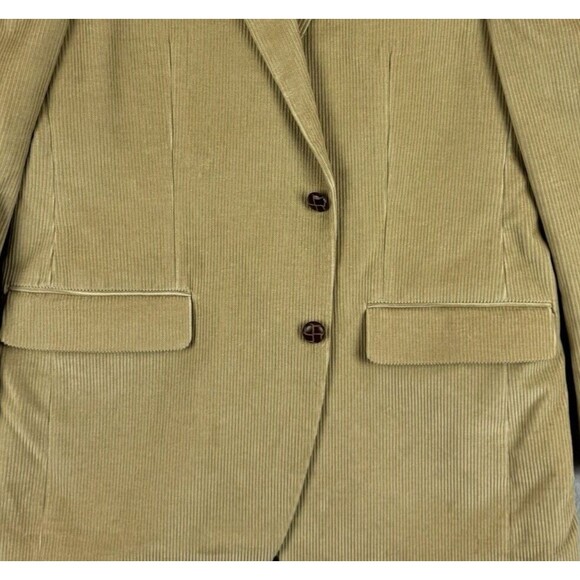 Lauren Ralph Lauren Corduroy Sports Jacket Blazer 40R Tan Silk Lined Knotted - Picture 2 of 10